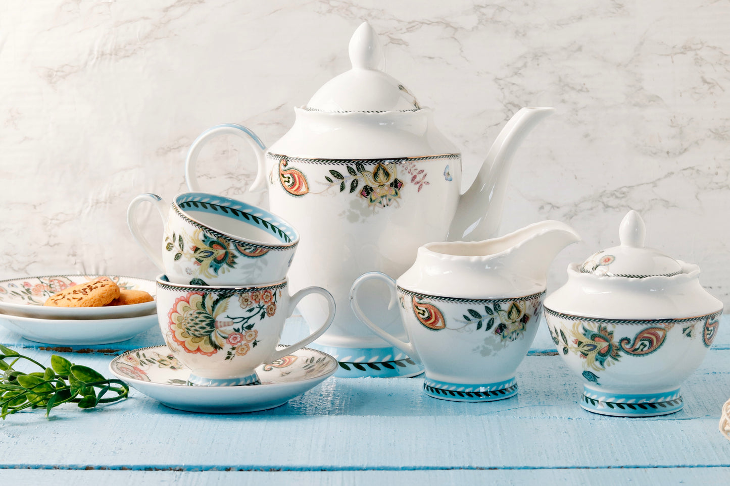 Red Flower 15 Pcs Tea Set - Vigneto