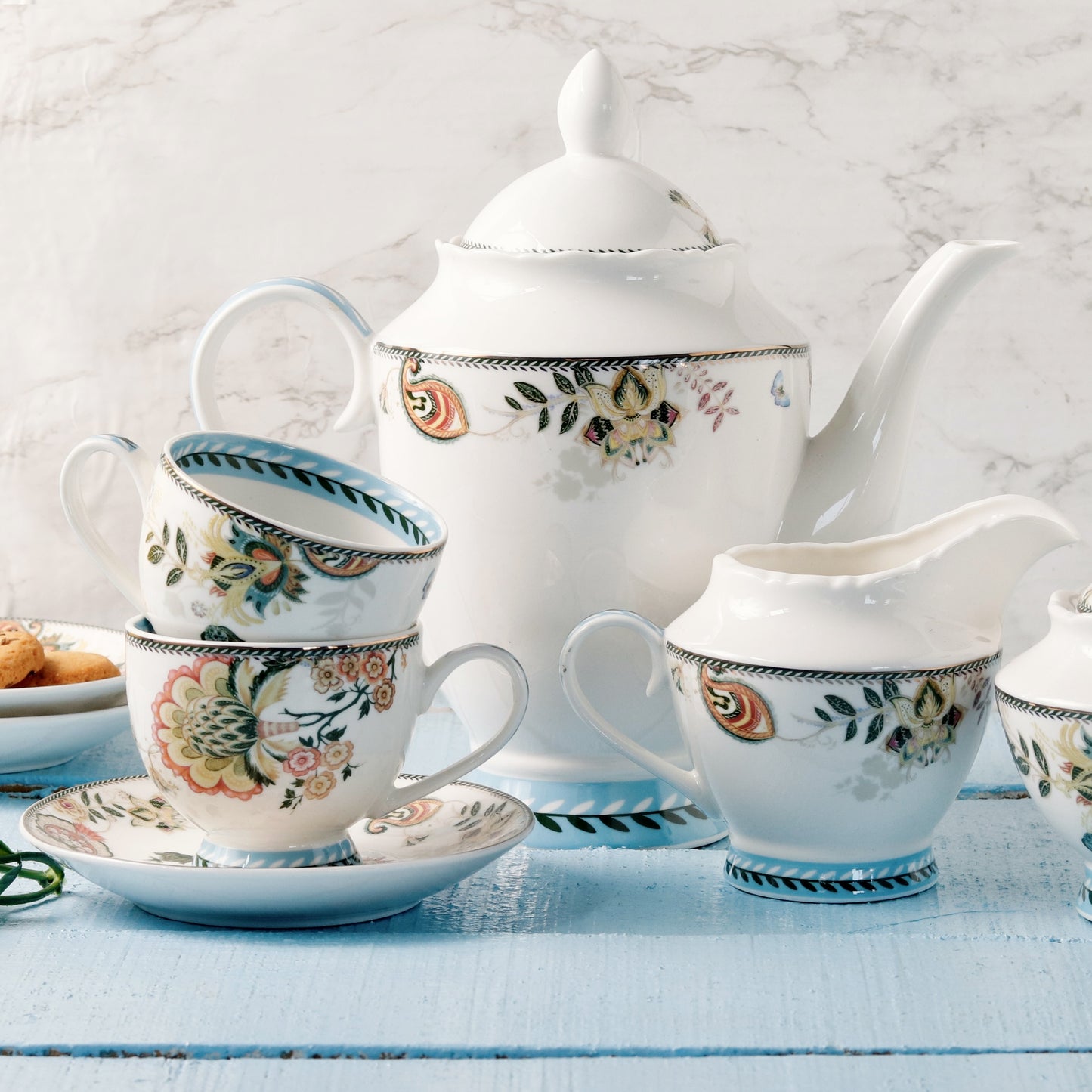 Red Flower 15 Pcs Tea Set - Vigneto