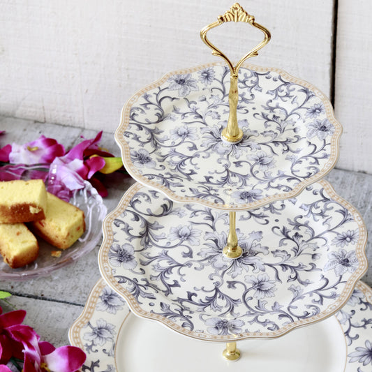 Royal Blue Three Tier Dessert Stand - Vigneto