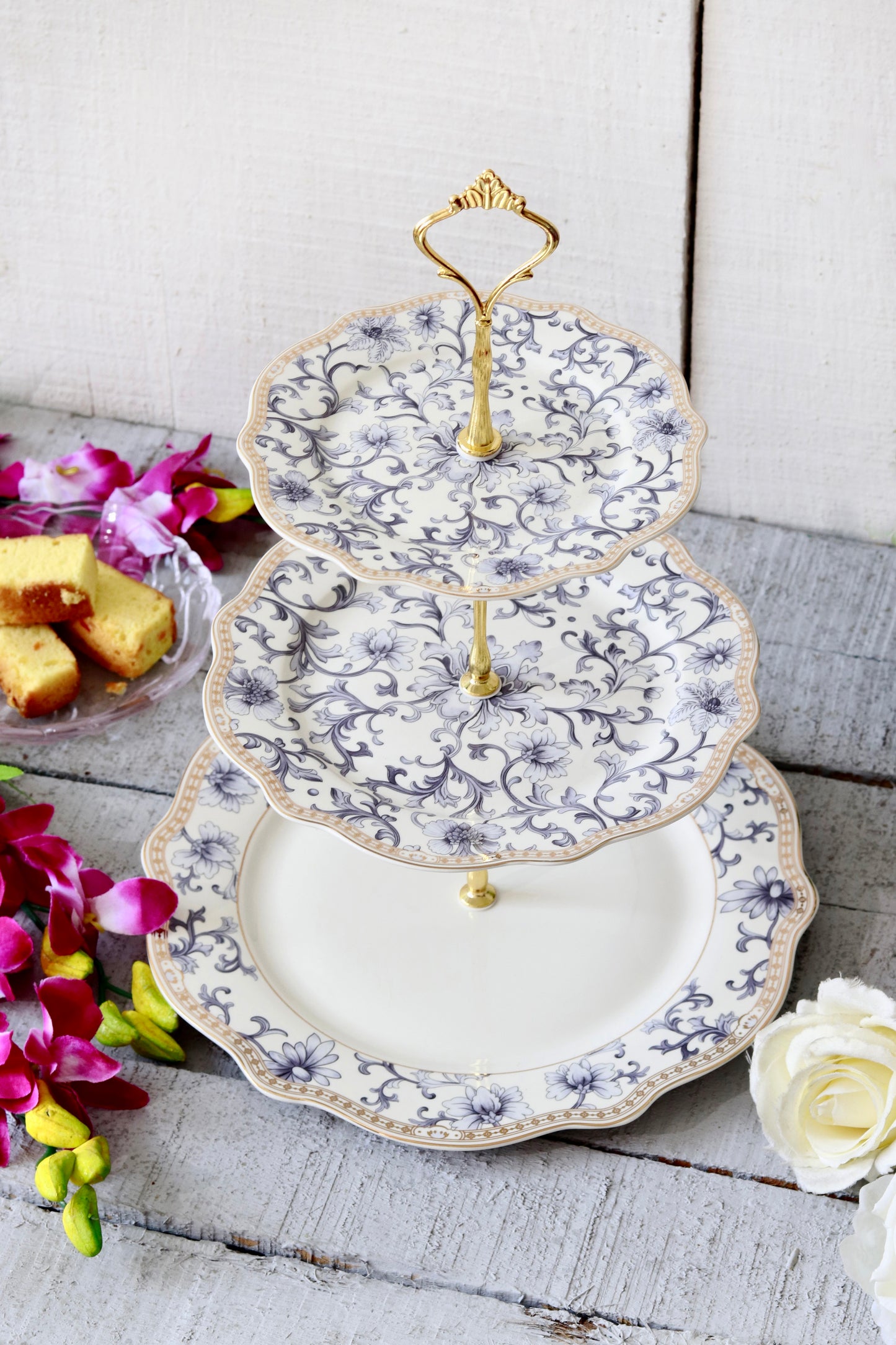 Royal Blue Three Tier Dessert Stand - Vigneto