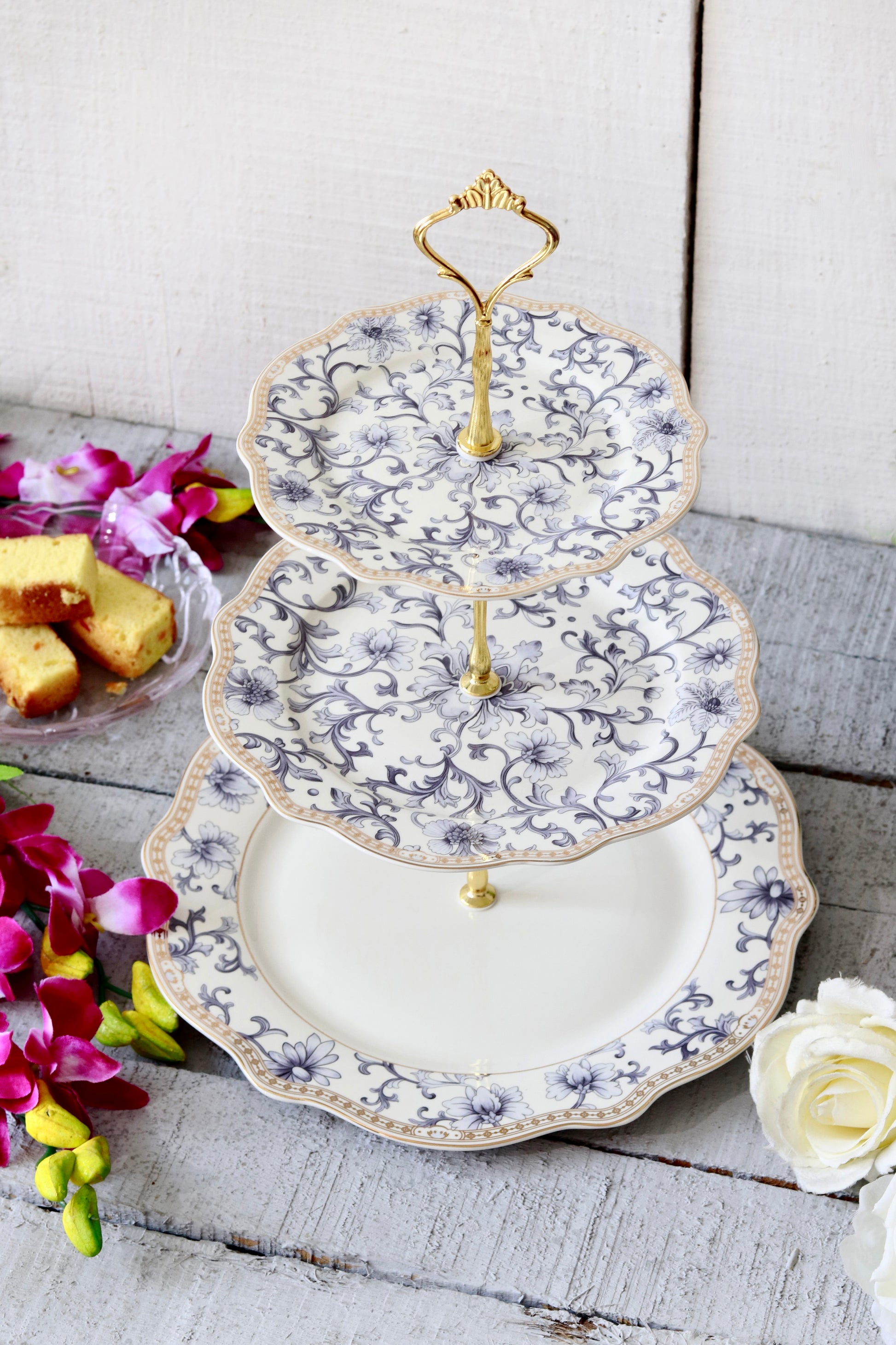 Royal Blue Three Tier Dessert Stand - Vigneto