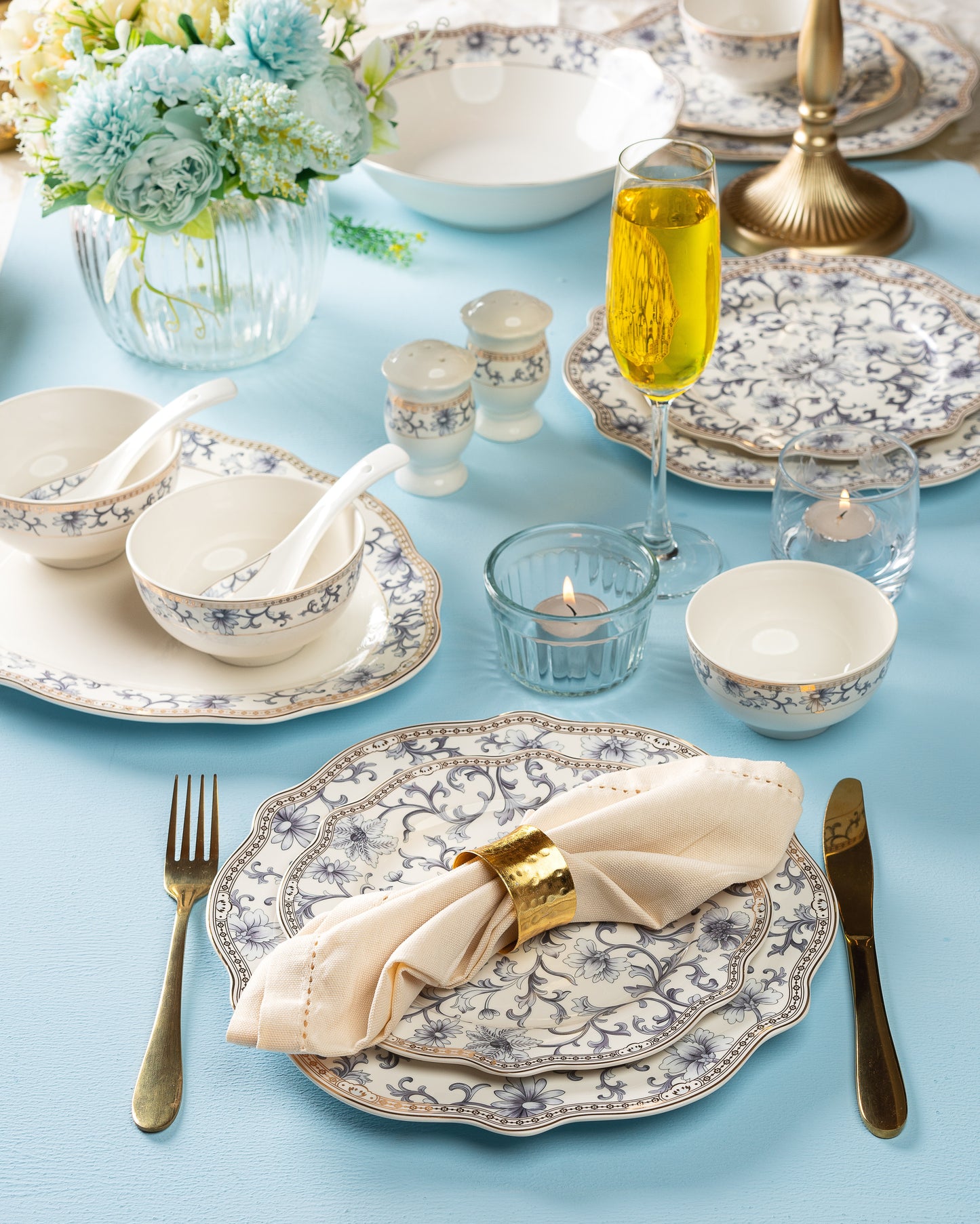 Royal Blue 36 Pcs Dinner Set - Vigneto