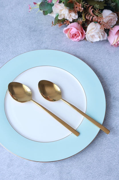 Flat Table Spoon (Shine Gold Finish, Set of 6)