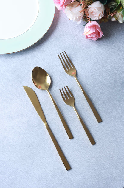 Flat Table Spoon (Shine Gold Finish, Set of 6)