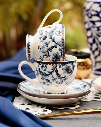 Midnight Blue Cup and Saucer Set (6 Cups and 6 Saucers) - Vigneto