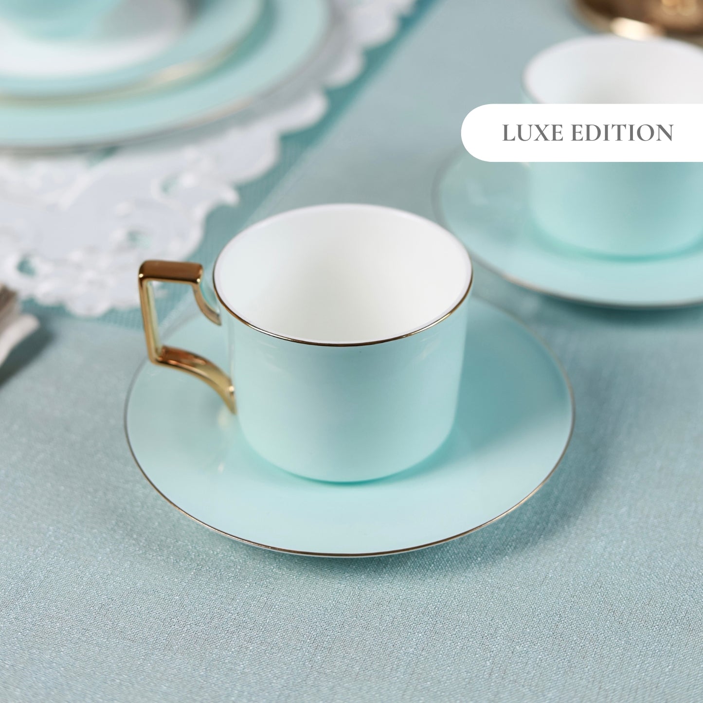 Oasis Haven Cup and Saucer Set (Luxe Edition, 24K Gold, In glaze)