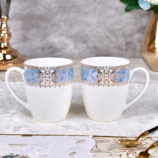 Majestique Blue Coffee Mugs (Set of 2, 300 ML)
