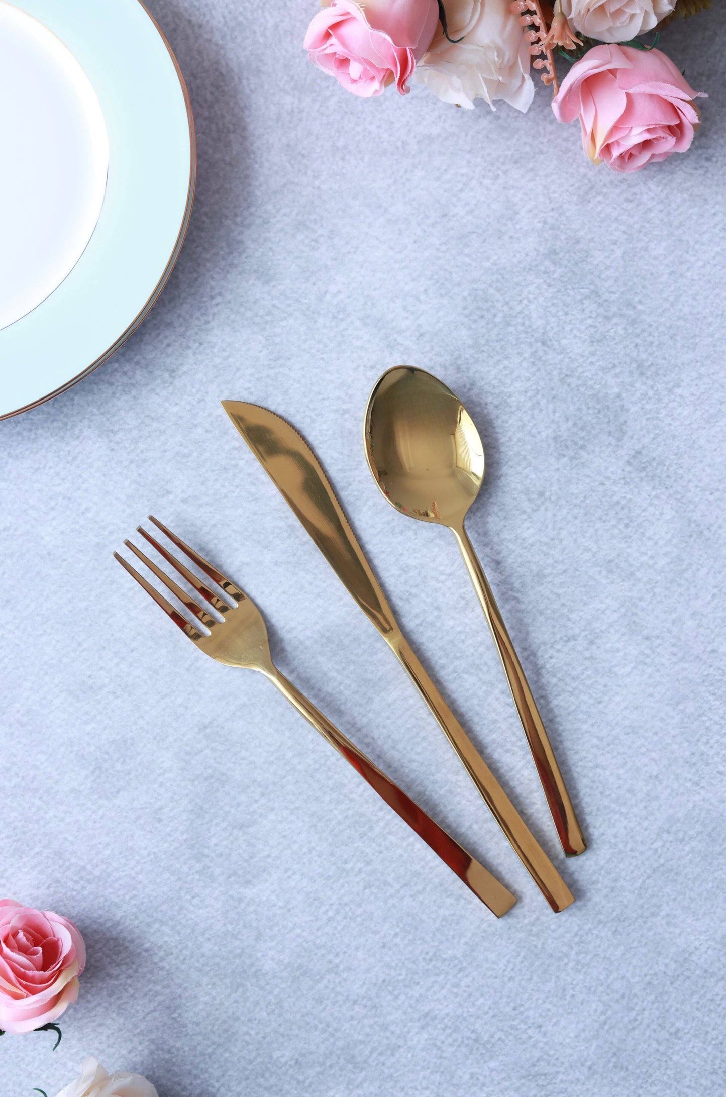 Flat Table Spoon (Shine Gold Finish, Set of 6)