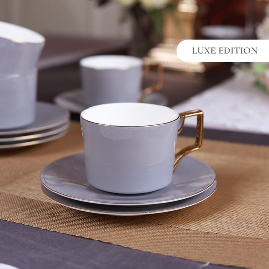Opulent Grey Cup and Saucer Set (Luxe Edition)