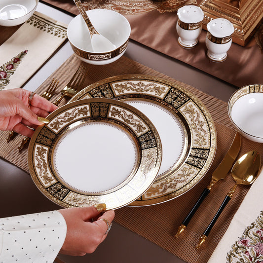 Chateau d'Or 58 Pcs Dinner Set (Palace Collection, 24K Embossed Gold) - Vigneto