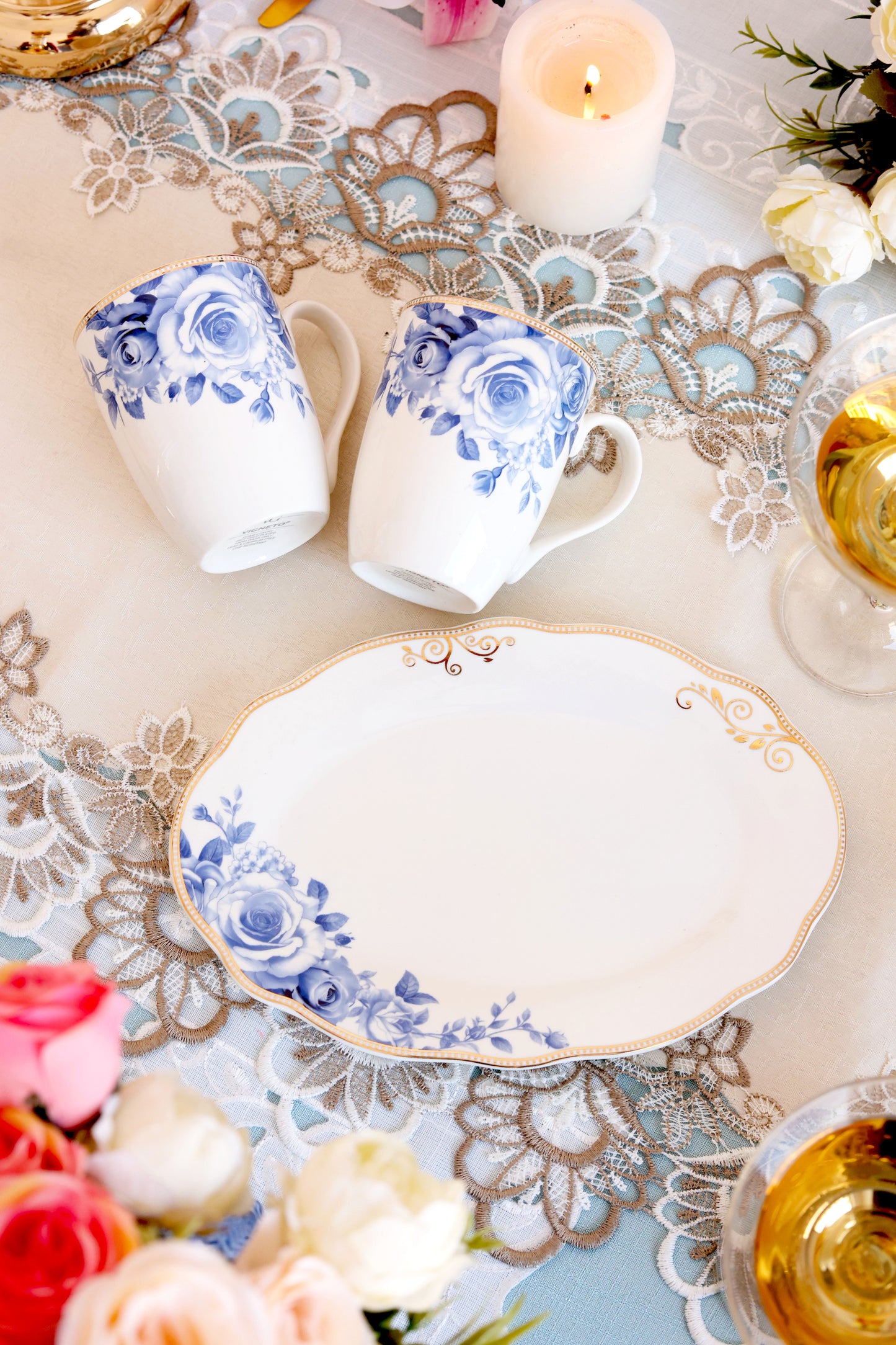 Azure gold Coffee Mugs and Tray