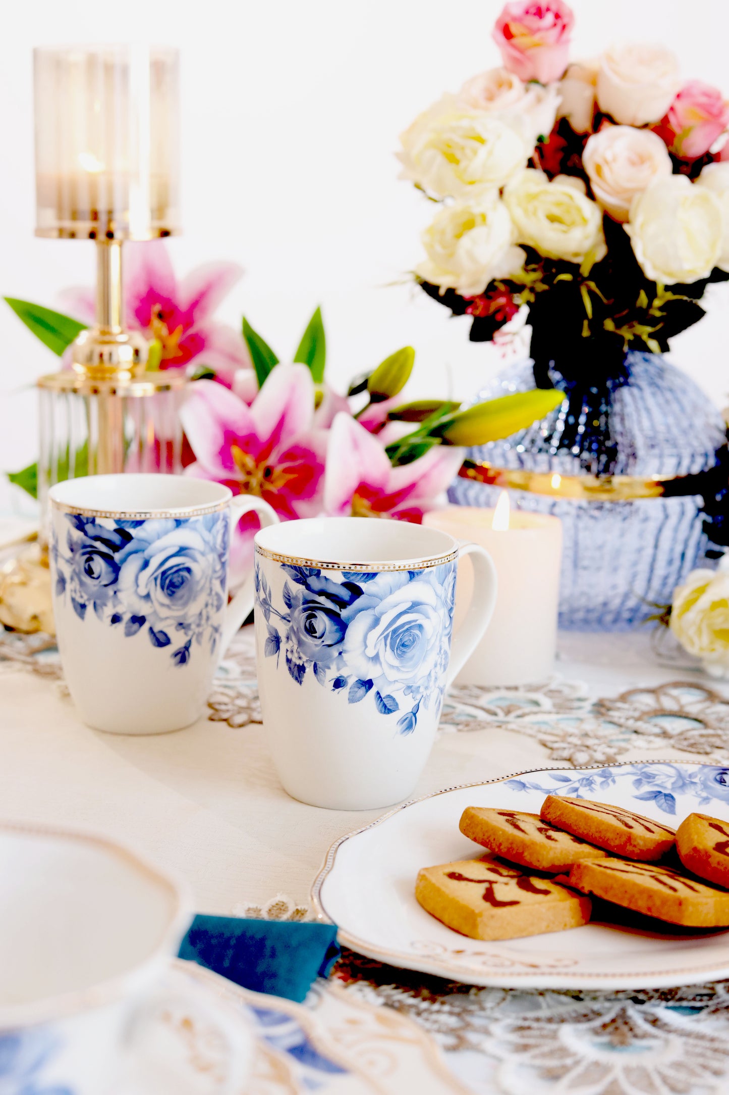 Azure gold Coffee Mugs and Tray