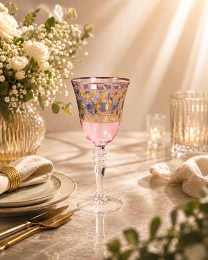 Améthyste Royale 6 Pcs Wine Glasses (Palace Collection, 24K Gold Etched)
