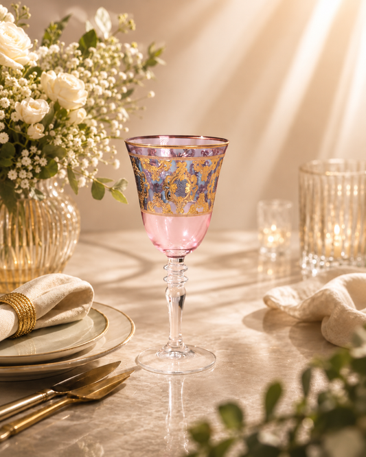 Améthyste Royale 6 Pcs Wine Glasses (Palace Collection, 24K Gold Etched)