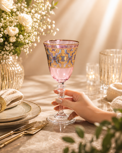 Améthyste Royale 6 Pcs Wine Glasses (Palace Collection, 24K Gold Etched)