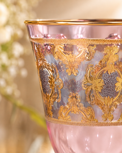 Améthyste Royale 6 Pcs Wine Glasses (Palace Collection, 24K Gold Etched)