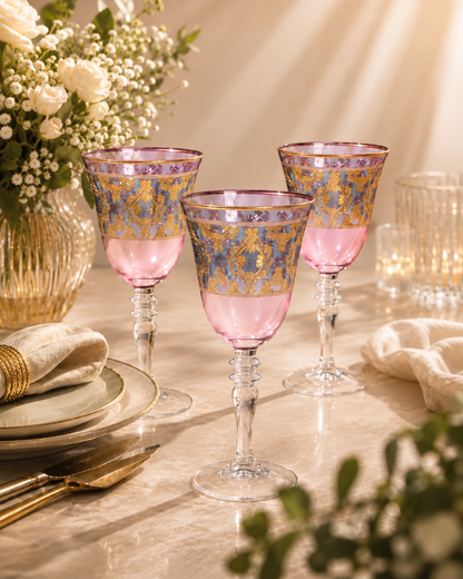 Améthyste Royale 6 Pcs Wine Glasses (Palace Collection, 24K Gold Etched)