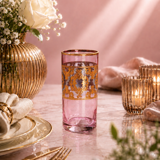 Améthyste Royale 6 Pcs Water Glasses (Palace Collection, 24K Gold Etched)