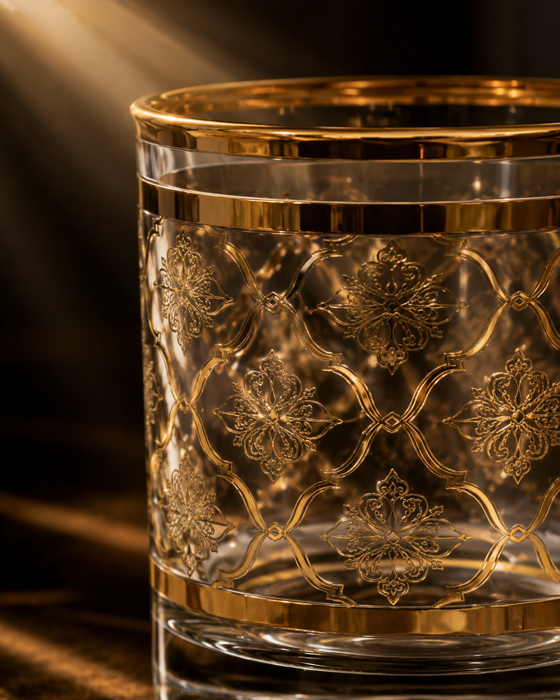 Arabesque Aurum 6 Pcs Whiskey Glasses (Palace Collection, 24K Gold Etched)