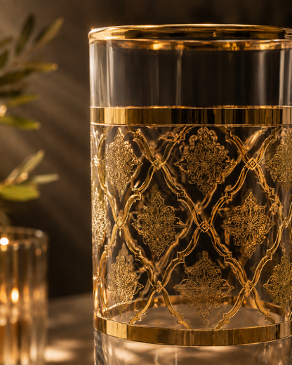 Arabesque Aurum 6 Pcs Water Glasses (Palace Collection, 24K Gold Etched)