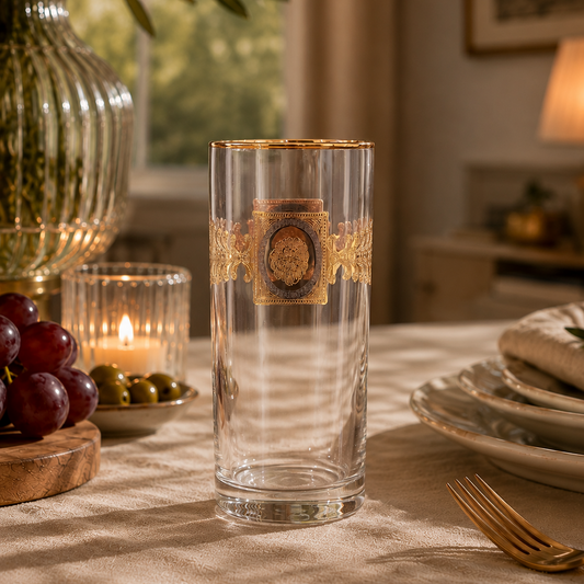 Versailles Crest 6 Pcs Water Glasses (Palace Collection, 24K Gold Etched)