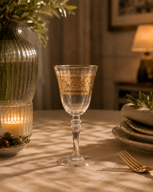 Florentine Gold 6 Pcs Wine Glasses (Palace Collection, 24K Gold Etched)