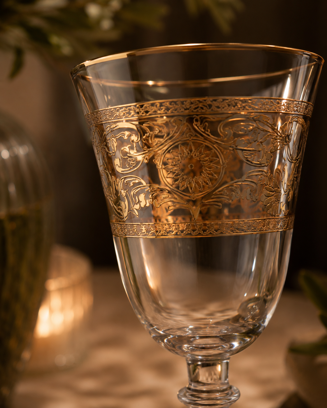Florentine Gold 6 Pcs Wine Glasses (Palace Collection, 24K Gold Etched)