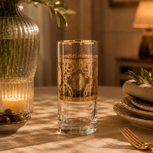 Florentine Gold 6 Pcs Water Glasses (Palace Collection, 24K Gold Etched)