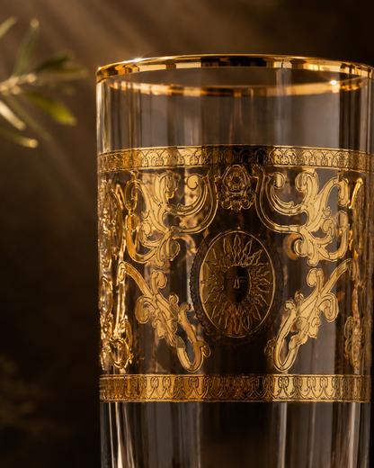 Florentine Gold 6 Pcs Water Glasses (Palace Collection, 24K Gold Etched)