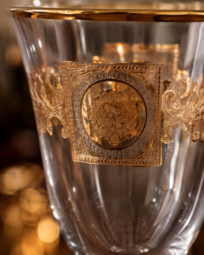 Versailles Crest 6 Pcs Wine Glasses (Palace Collection, 24K Gold Etched)