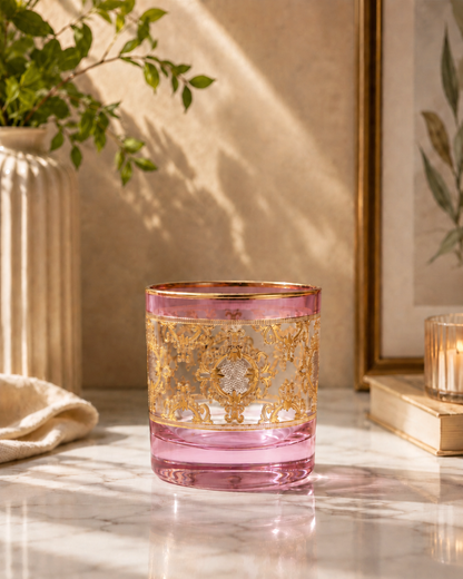 Rosé d’Or 6 Pcs Whiskey Glasses (Palace Collection, 24K Gold Etched)