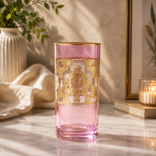 Rosé d’Or 6 Pcs Water Glasses (Palace Collection, 24K Gold Etched)