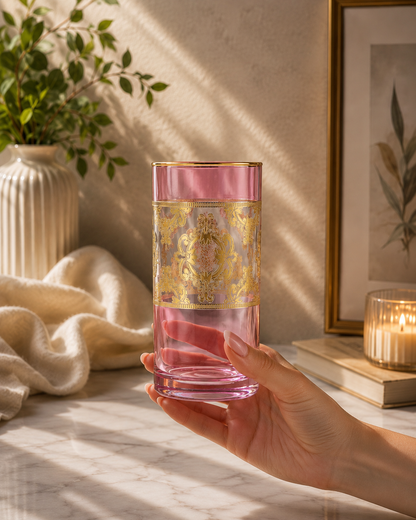 Rosé d’Or 6 Pcs Water Glasses (Palace Collection, 24K Gold Etched)