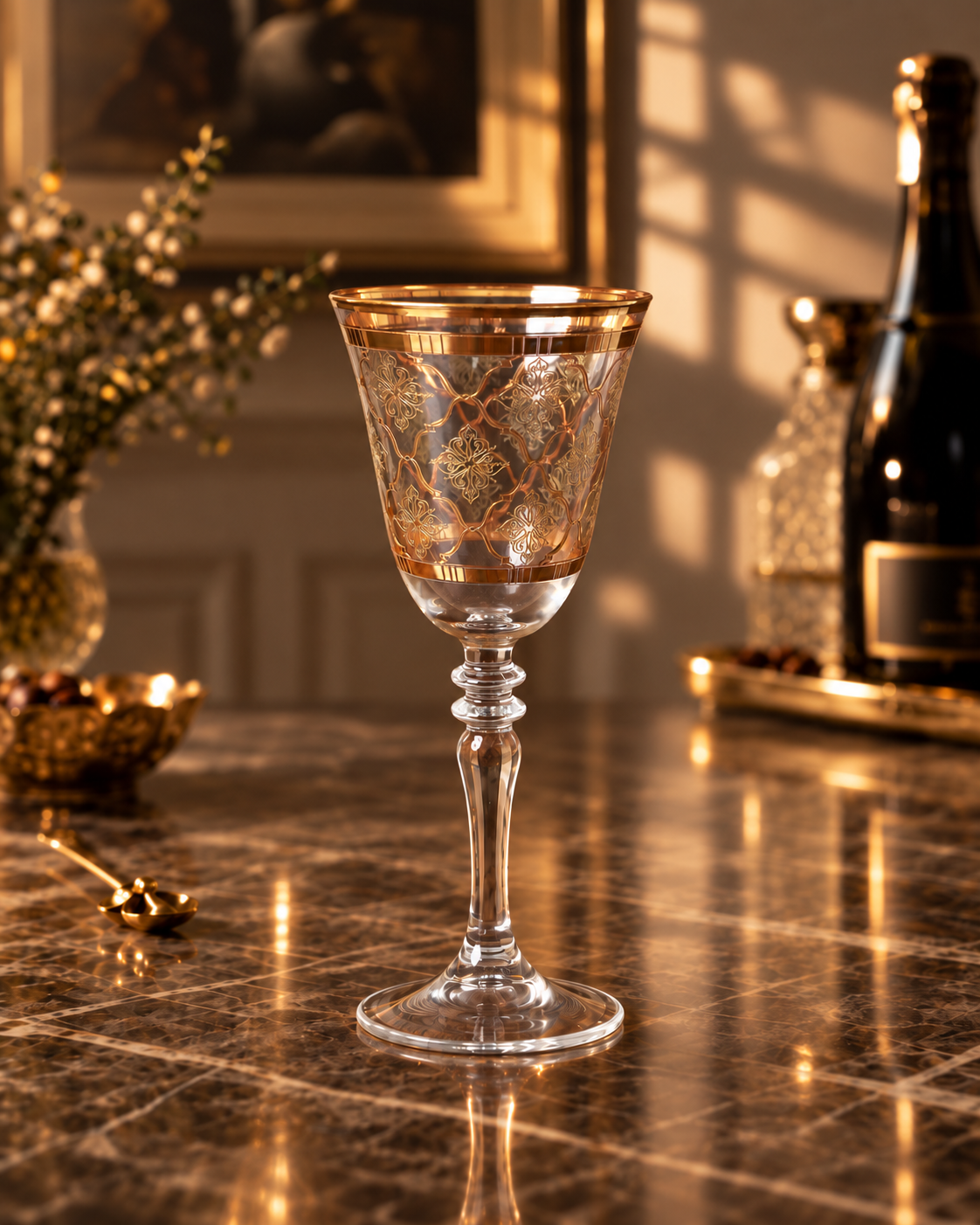 Arabesque Aurum 6 Pcs Wine Glasses (Palace Collection, 24K Gold Etched)