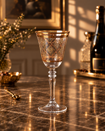 Arabesque Aurum 6 Pcs Wine Glasses (Palace Collection, 24K Gold Etched)