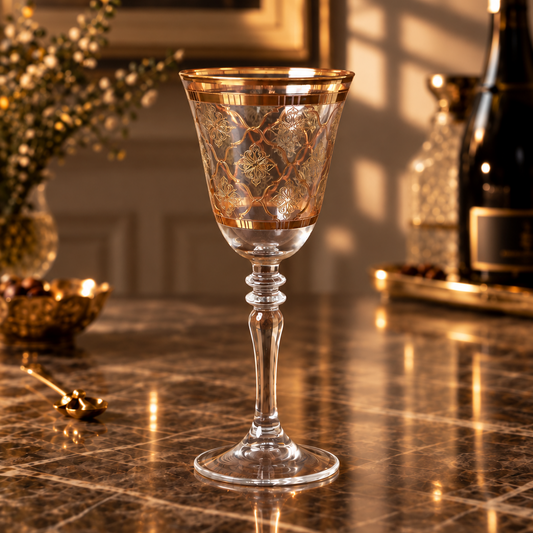 Arabesque Aurum 6 Pcs Wine Glasses (Palace Collection, 24K Gold Etched)