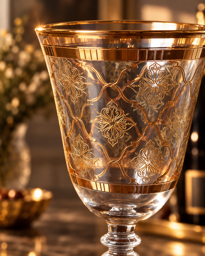 Arabesque Aurum 6 Pcs Wine Glasses (Palace Collection, 24K Gold Etched)