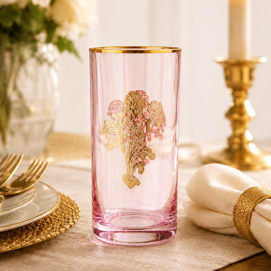 Rosewood Wisteria 6 Pcs Water Glasses (Palace Collection, 24K Gold Etched)