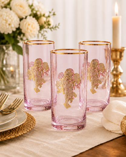 Rosewood Wisteria 6 Pcs Water Glasses (Palace Collection, 24K Gold Etched)