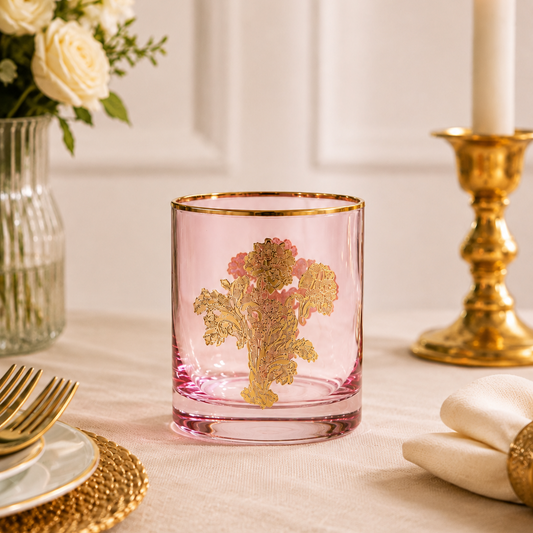 Rosewood Wisteria 6 Pcs Whiskey Glasses (Palace Collection, 24K Gold Etched)