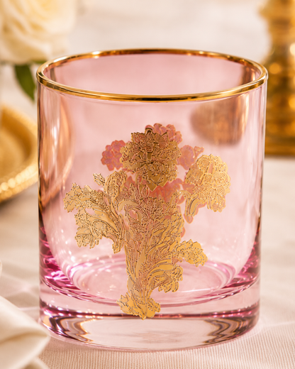 Rosewood Wisteria 6 Pcs Whiskey Glasses (Palace Collection, 24K Gold Etched)