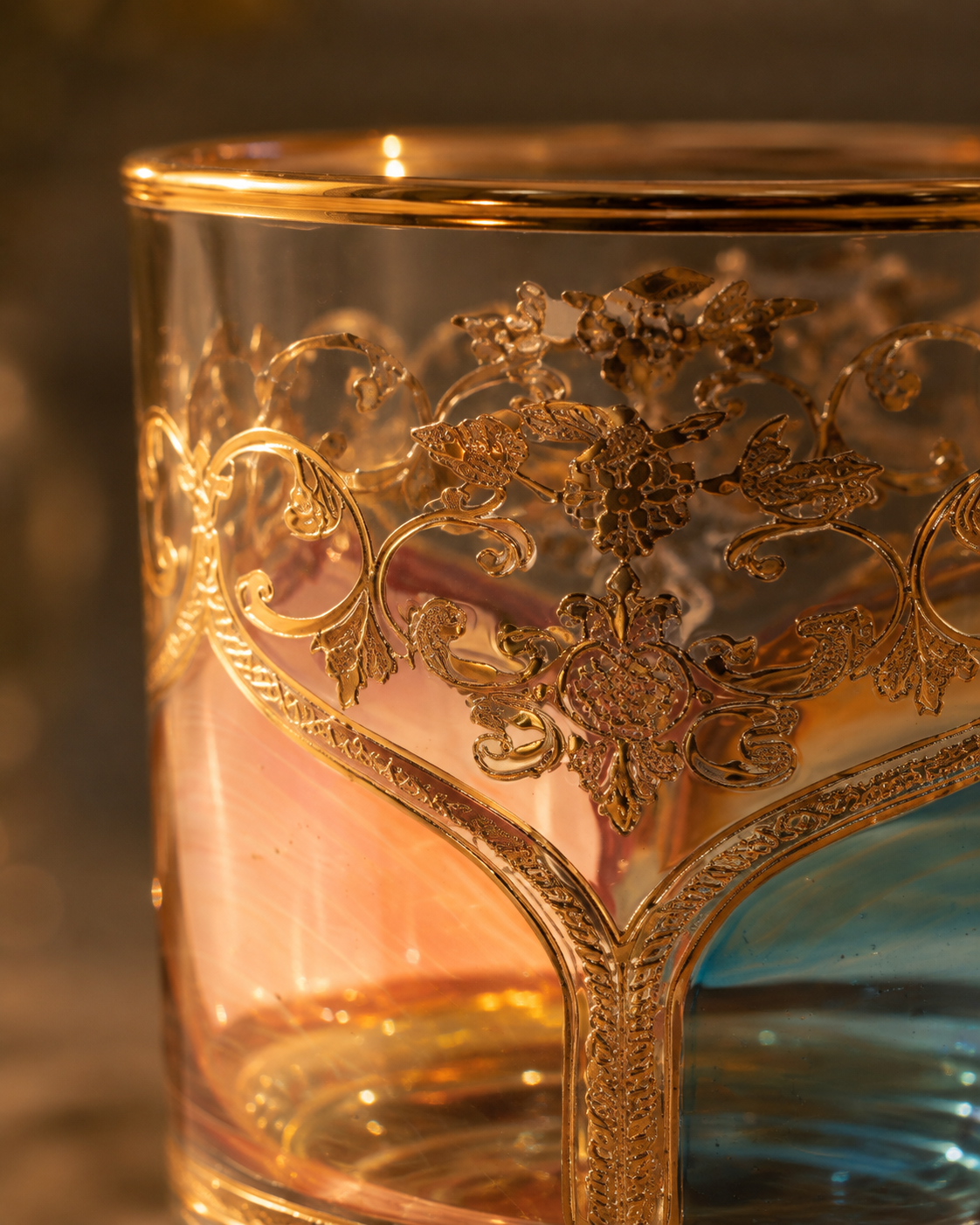 Bellecour Gold 6 Pcs Whiskey Glasses (Palace Collection, 24K Gold Etched)
