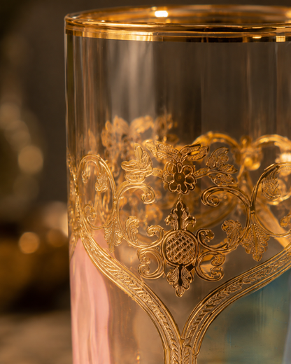 Bellecour Gold 6 Pcs Water Glasses (Palace Collection, 24K Gold Etched)
