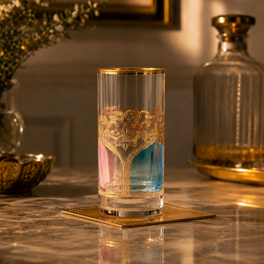 Bellecour Gold 6 Pcs Water Glasses (Palace Collection, 24K Gold Etched)