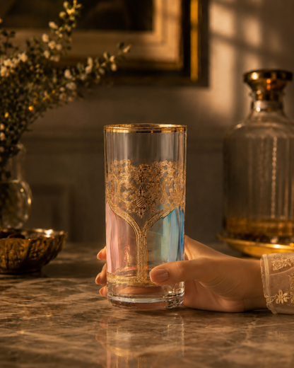 Bellecour Gold 6 Pcs Water Glasses (Palace Collection, 24K Gold Etched)