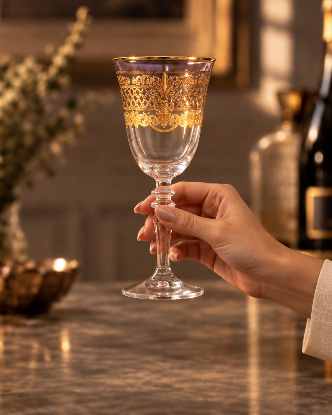 Chateau Imperial 6 Pcs Wine Glasses (Palace Collection, 24K Gold Etched)