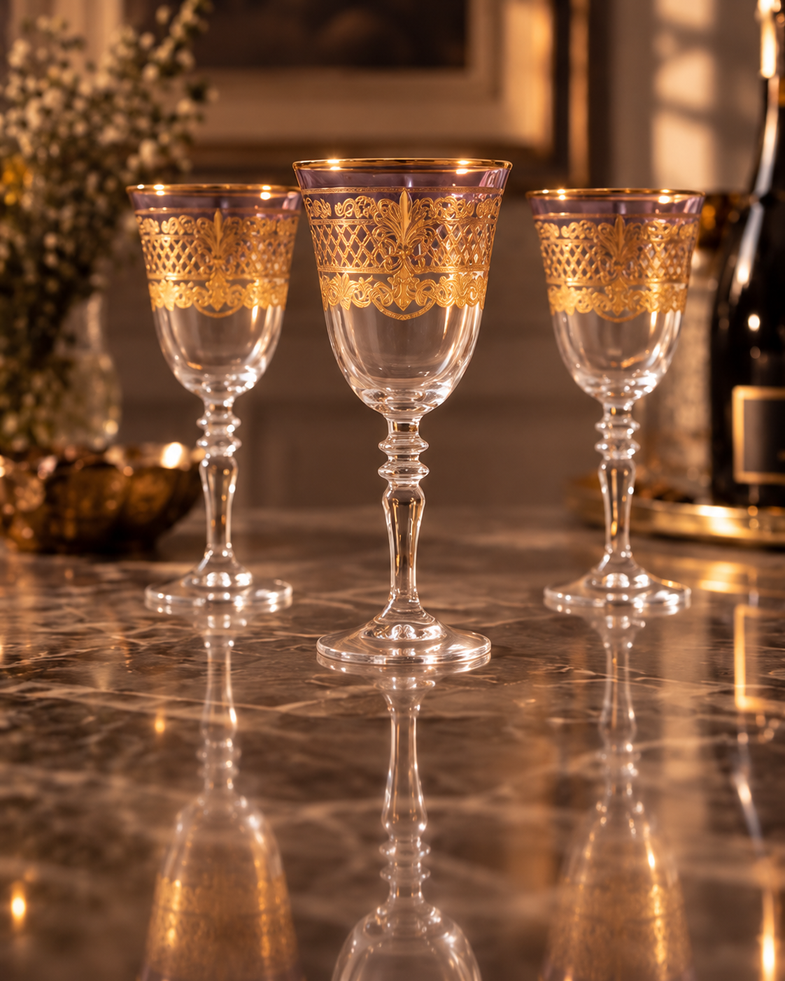 Chateau Imperial 6 Pcs Wine Glasses (Palace Collection, 24K Gold Etched)