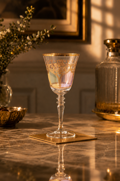 Bellecour Gold 6 Pcs Wine Glasses (Palace Collection, 24K Gold Etched)