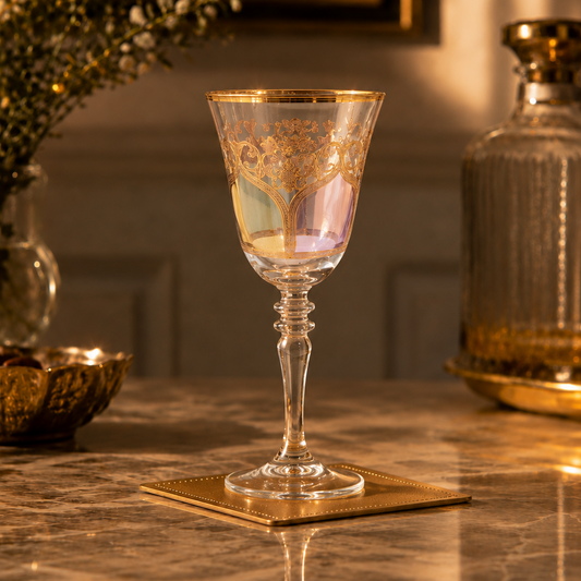 Bellecour Gold 6 Pcs Wine Glasses (Palace Collection, 24K Gold Etched)