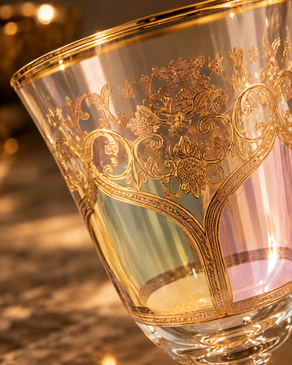 Bellecour Gold 6 Pcs Wine Glasses (Palace Collection, 24K Gold Etched)